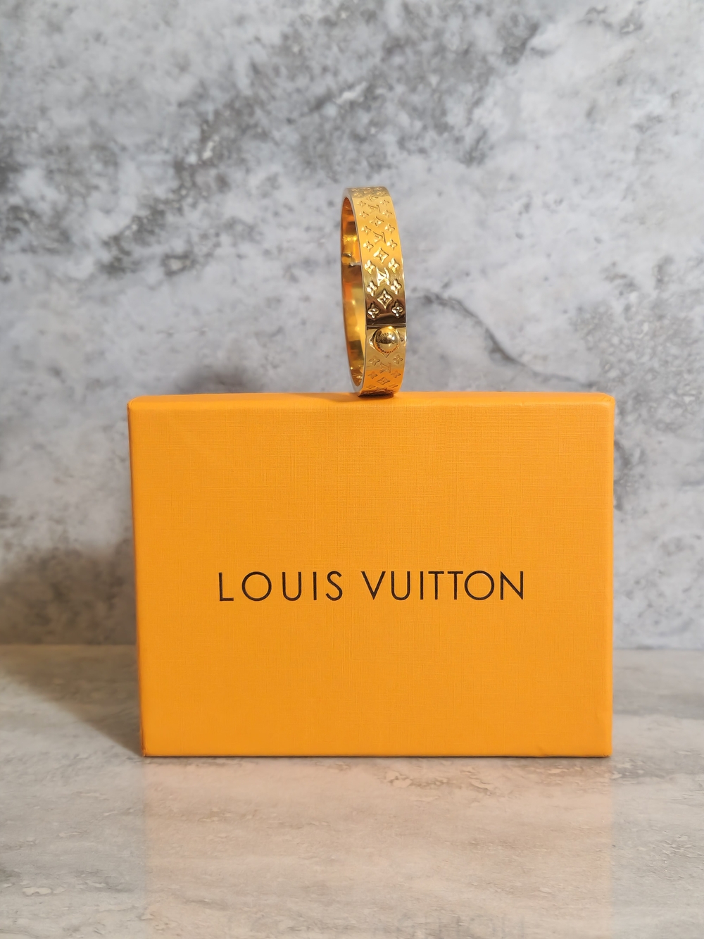 Louis Vuitton Gold Monogram Bangle Bracelet Size 17 ✨️